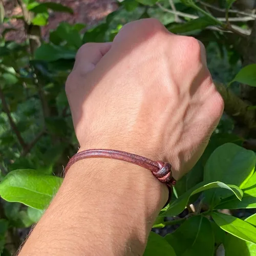 Miniatura 24 de 3 mm Men Genuine Leather Bracelet - Handmade Adjustable Cuff, Mens Minimalism Leather Wrap Wristband, Simple Accessories, Premium Leather, Women