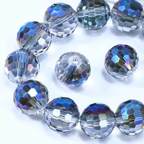 Miniatura 11 de Dowarm 150 PIEZAS Cuentas de cristal de vidrio redondas de 6 mm para hacer joyas, cuentas facetadas de cristal rondelle espaciadoras de color azul