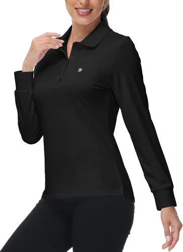 Miniatura 2 de BASUDAM Polo de golf de manga larga para mujer, con forro polar, casual, para deportes, camisetas atléticas