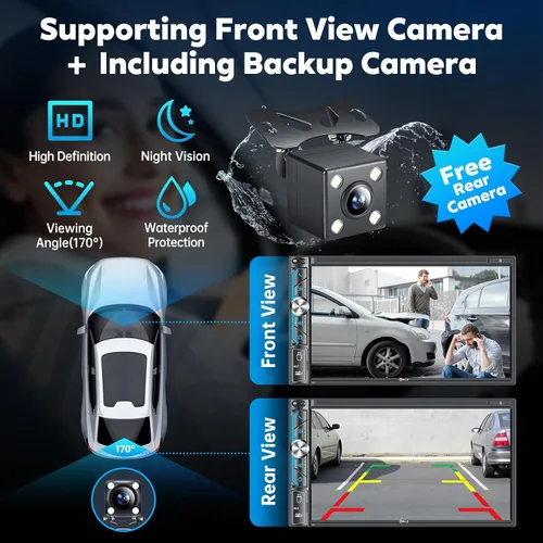 Miniatura 5 de PLZ Radio de estéreo de coche de 7" inalámbrico de doble DIN Apple Carplay para receptores de audio de coche, Bluetooth, pantalla táctil Car Play