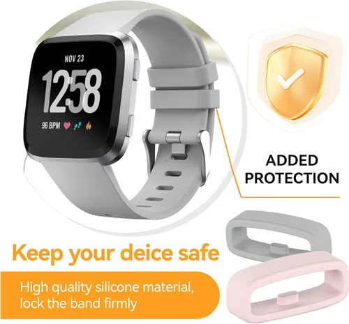 Miniatura 4 de Paquete de 6 anillos de sujeción compatibles con Fitbit Versa 4/3/2/Sense/Sense 2/Versa Lite/SE Band Keeper, correa de repuesto de silicona