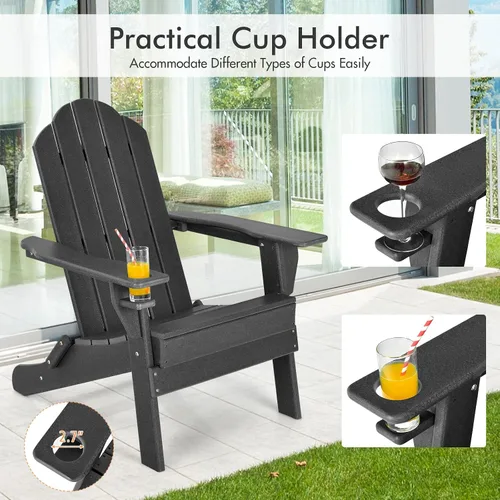 Miniatura 5 de Giantex Adirondack - Silla plegable para exteriores, silla de patio resistente a la intemperie de HDPE con soporte integrado para tazas, silla