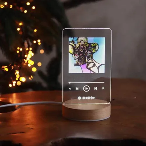 Miniatura 6 de YAGELI Placa de acrílico personalizada para canción de Spotify, regalo de foto personalizado, 7 luces nocturnas coloridas, tablero de música