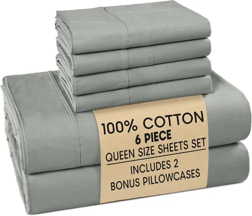 Miniatura 132 de Casa Platino Sábanas de cama individual XL, sábanas de 100 % algodón con 2 fundas de almohada, tejido percal crujiente y sensación acogedora, verde