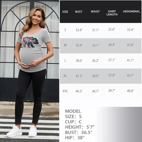 Miniatura 127 de GINKANA Blusas de maternidad de manga corta, diseño floral, fruncido, casual, para mamá, para embarazo