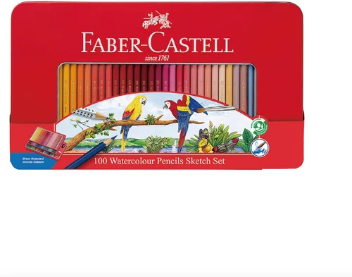 Miniatura 2 de Faber Castell TFC-WCP/100C - Lápices de colores para acuarela, lata plana, juego de 100