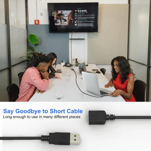 Miniatura 6 de SSSGRGB - Cable de extensión USB 3.0 de 5 pies, cable de extensión USB macho a hembra, transferencia de datos de 5 Gbps y carga para teclado, mouse