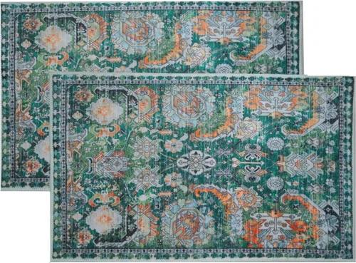 Miniatura 7 de 2 piezas de alfombrilla lavable para interiores de 24" x 36", antideslizante, alfombra de suelo retro, alfombra absorbente para entrada, alfombra