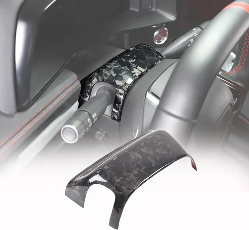 Miniatura 8 de Cubierta superior para base de volante compatible con Chevrolet Corvette C8 Stingray 2020-2025 fibra de carbono real, 1 unidad, cubierta