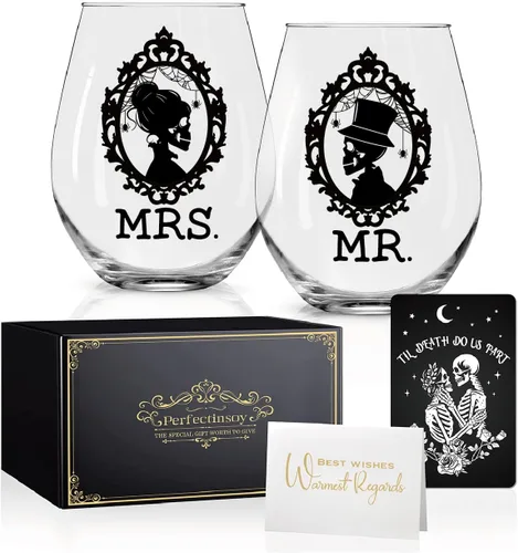 Miniatura 7 de Perfectinsoy Juego de 2 copas de vino de 40 años de feliz aniversario, regalo de boda para mamá, papá, esposa, alma gemela, pareja, divertido