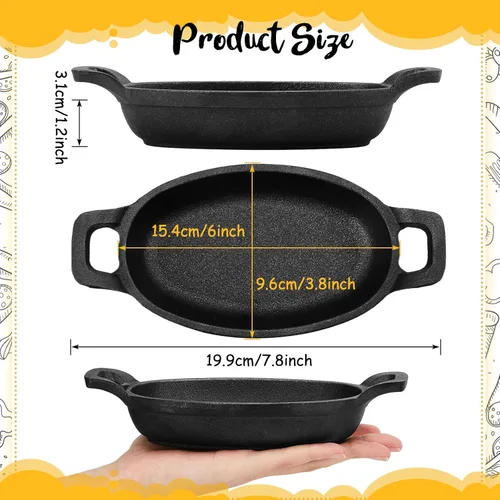 Miniatura 2 de Uiifan Juego de 6 mini sartenes de hierro fundido, horno individual para servir y sartenes para hornear, asar, asar a la parrilla y aperitivos
