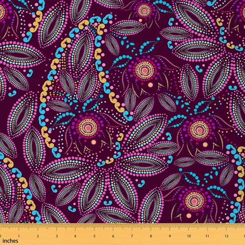 Miniatura 30 de Tela con patrón Paisley de The Yard, tela de tapicería floral étnica boho para sillas y sofás, costura, tela impermeable de arte mandala abstracto
