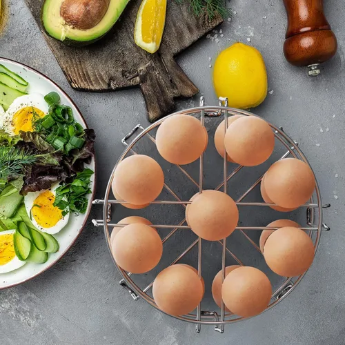 Miniatura 6 de GSlife Estante de vapor para huevos, salvamanteles de acero inoxidable para olla a presión de 8 cuartos de galón, cocina 18 huevos, inserto apilable