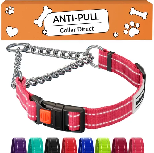 Miniatura 13 de CollarDirect Martingale - Collar para perro con cadena de acero inoxidable y hebilla de liberación rápida, collar reflectante para perros grandes
