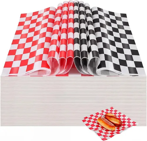 Miniatura 15 de Colarr 1000 hojas de papel encerado a granel de 15 x 15 pulgadas, papel grande para envolver sándwiches a cuadros, para hamburguesas, pan, Negro