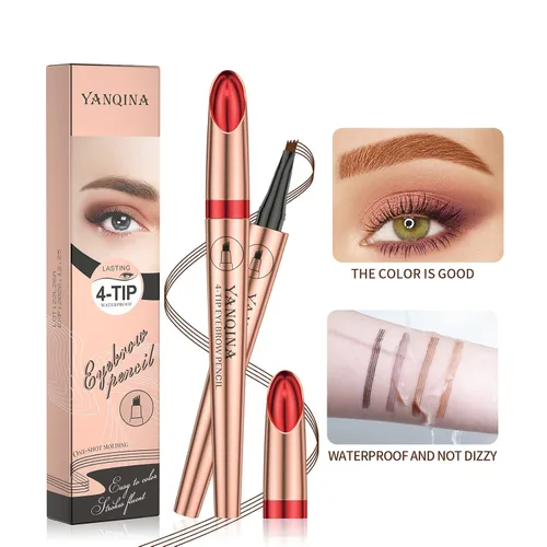 Miniatura 9 de Lápiz de cejas negro Liquid Microblading. Resistente al agua, de larga duración, natural, pluma de cejas con punta de horquilla de 4 puntos