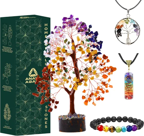 Miniatura 15 de Árbol de la vida de 7 chakras de cristal ANAYA AGATE – Árboles Bonsái de piedras preciosas curativas hechas a mano para decoración del hogar