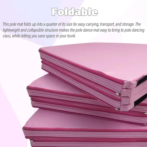 Miniatura 3 de Tapete de choque de poste – 3.9 ft/4.9 ft/5.2 ft/6.6 ft redondo plegable esterilla de baile de poste, esterillas portátiles de yoga para ejercicios