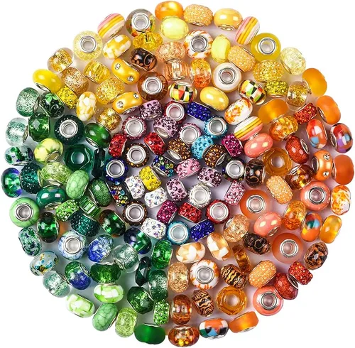Miniatura 10 de Aipridy Surtido de Cuentas Europeas de Agujero Grande Cuentas Espaciadoras Cuentas de Strass para Manualidades para Pulseras de Dijes DIY