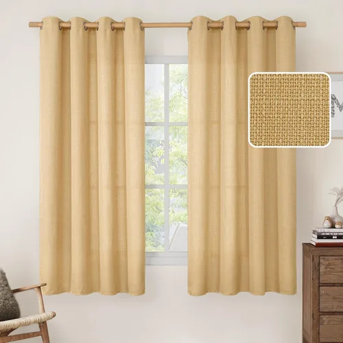 Miniatura 192 de LAMIT Cortinas de lino sintético para dormitorio, paneles filtrantes de luz, cortinas de lino con protección de privacidad con ojales para ventanas