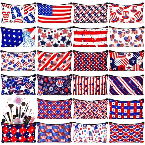 Miniatura 13 de 24 piezas bolsas de maquillaje a granel, bolsas de cosméticos de lona, organizador de bolso, bolsa cosmética con cremallera, bolsa de tocador