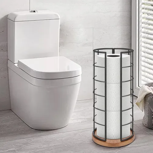 Miniatura 8 de NearMoon Soporte organizador de papel higiénico, almacenamiento independiente de 3 rollos de pañuelos, accesorio de baño de metal, soporte de rollo