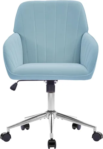 Miniatura 24 de YITAI Silla de escritorio giratoria de terciopelo de 360°, moderno sillón de oficina en casa con base dorada y ruedas para tocador, cómoda silla