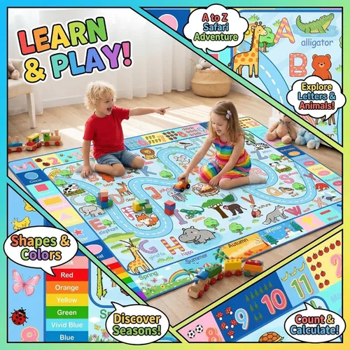 Miniatura 4 de Alfombra de mapa de carreteras, 2.5 x 4 pies, alfombras para niños, para sala de juegos, alfombra de automóvil, alfombra de guardería, alfombra