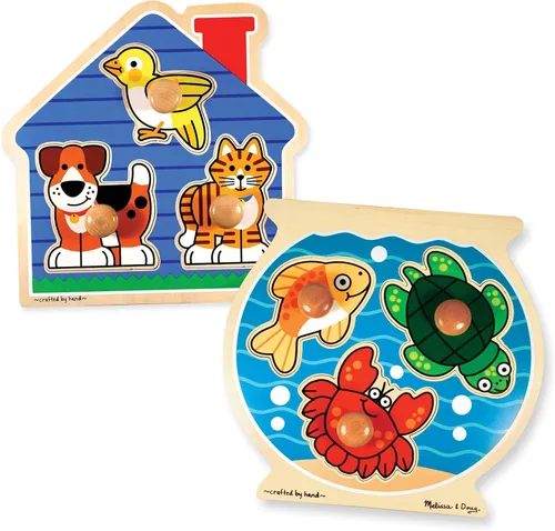 Miniatura 14 de Melissa & Doug Jungle Friends - Rompecabezas de animales de safari con pomo gigante, rompecabezas de clavijas de madera para niños pequeños, juguete