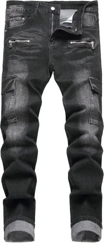 Jeans elásticos ajustados para hombre, jeans ajustados rasgados para hombre, pierna recta, cómodos, cintura flexible, pantalones de mezclilla tipo