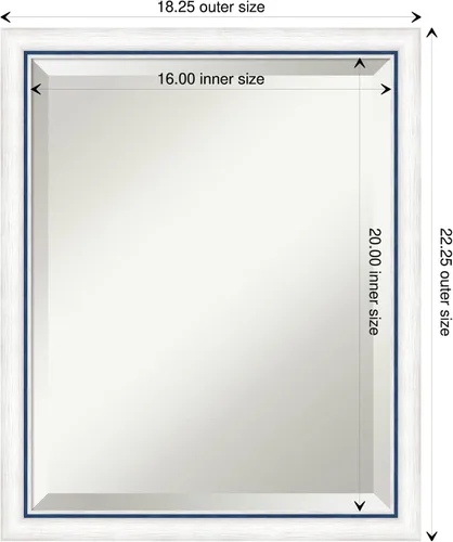 Miniatura 4 de Amanti Art - Espejo de baño blanco para sobre lavabo, espejo de tocador rectangular Morgan blanco azul de 22x18, marco de madera moderno pequeño, se