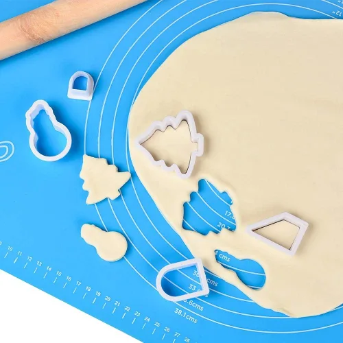 Miniatura 4 de Tapete de silicona antiadherente para hornear, color azul, de 25 x 18 pulgadas, antideslizante en superficies para enrollar masa con medidas