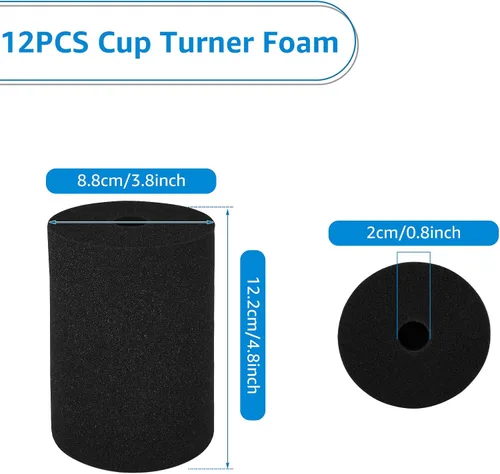 Miniatura 2 de LANIAKEA Espuma para voltear tazas, 12 piezas de insertos de espuma para manualidades de vasos de 10 a 40 onzas, insertos de girador de vaso negro