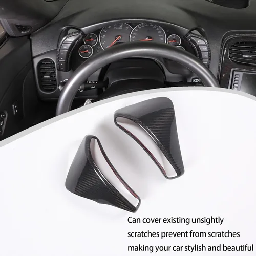 Miniatura 6 de Lcojicep Cubierta interior para interruptor de botón de auto en ambos lados compatible con Chevrolet Corvette C6 2005-2013, velocímetro lateral Negro