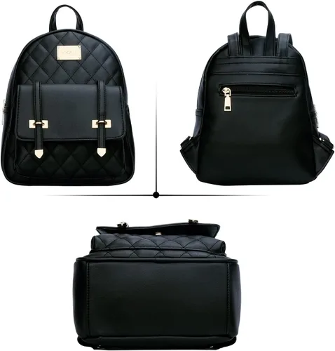 Miniatura 2 de KKXIU Mochila pequeña para mujer, de piel sintética, acolchada, mini mochila de moda para niñas, Negro -, Mochilas Daypack