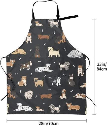 Miniatura 6 de Perinsto Delantal Impermeable para Mascotas Perros Gatos Animales Lindos con Babero para Aseo Cocina Horneado Pintura Jardinería Perro (negro)
