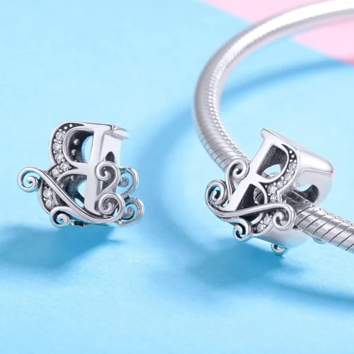 Miniatura 18 de BETTY&SARAH dije de plata esterlina 925 con forma de letra, para pulseras Pandora, letra del alfabeto, joya, regalo para mujer