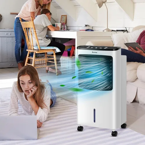 Miniatura 8 de COSTWAY Enfriador de aire evaporativo portátil para habitación, enfriador de aire para refrigeración y sueño con control remoto, temporizador de 7.5