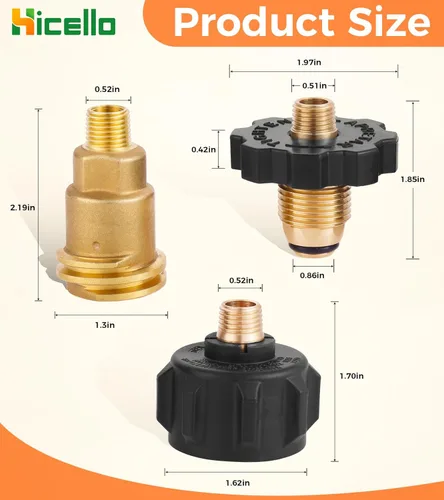 Miniatura 3 de 3 adaptadores de latón de gas propano – QCC1 macho/POL hembra a 1/4 pulgadas NPT macho + POL macho a 1/4 pulgadas NPT macho + QCC1 macho a 1/4