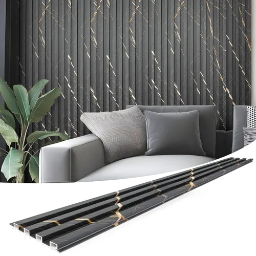 Art3d Paquete de 8 paneles de listones WPC para decoración de interiores, cubierta decorativa de pared acanalada para sala de estar, dormitorio, TV,