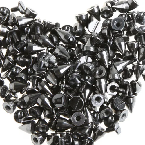RUBYCA 50 juegos de 0.354 in color negro bronce bala cono espiga de metal tornillo trasero DIY cuero-artesanía