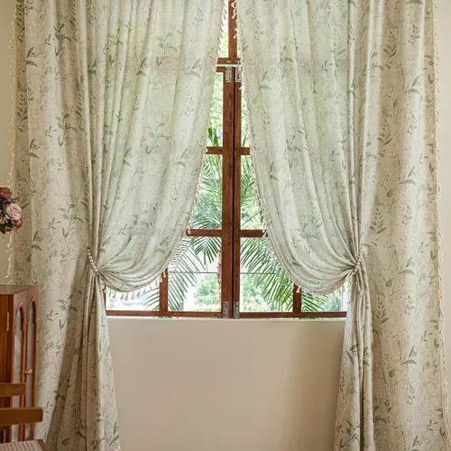 Miniatura 11 de Cortinas florales de granja semiopacas para sala de estar, de 63 pulgadas de largo, mezcla de lino y algodón, paneles de cortina de ventana cortos