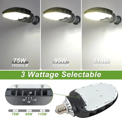 Miniatura 2 de Bombilla LED de reacondicionamiento de pala, 75 W/95 W/115 W de potencia seleccionable, 16,100 lm 5000 K luz diurna, base Mogul E39, reemplazo