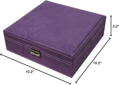 Miniatura 5 de Joyero de dos capas con tela con pelusas, organizador, caja exhibidora para almacenamiento con cerradura