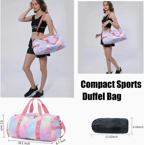 Miniatura 5 de Mochila deportiva de lona para viaje o gimnasio, para hombre y mujer, con compartimento para zapatos y bolsillo para cosas húmedas