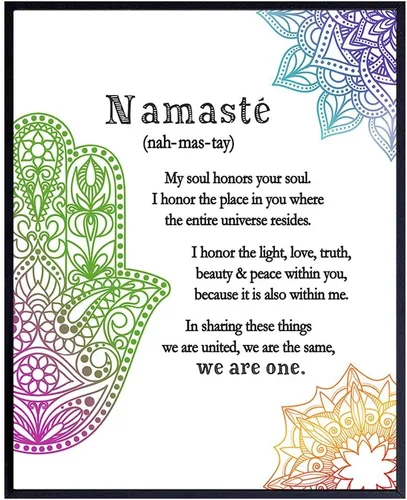 Decoración zen, decoración de pared Namaste, arte de pared de Buda - Póster impreso de 8 x 10 pulgadas para sala de meditación de yoga, decoración