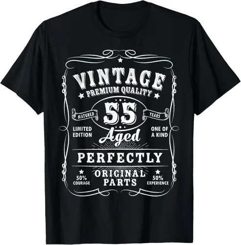 Decoración vintage de cumpleaños 55 para hombre, divertida camiseta de cumpleaños 55