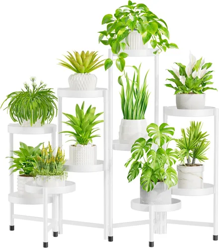Miniatura 15 de iDavosic.ly Soporte para plantas para interiores y exteriores, estante esquinero de metal de 5 niveles, estante alto plegable para orquídeas
