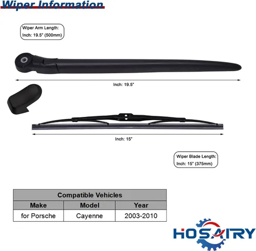 Miniatura 2 de Juego de limpiaparabrisas trasero para Porsche Cayenne 2003-2009 2010 Conjunto de limpiaparabrisas trasero 95562804002