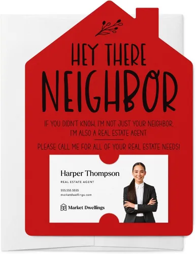 Miniatura 14 de Market Dwellings Juego de tarjetas de felicitación Hey There Neighbor Real Estate Mailers - Bienes raíces con sobres incluidos - Diseñado